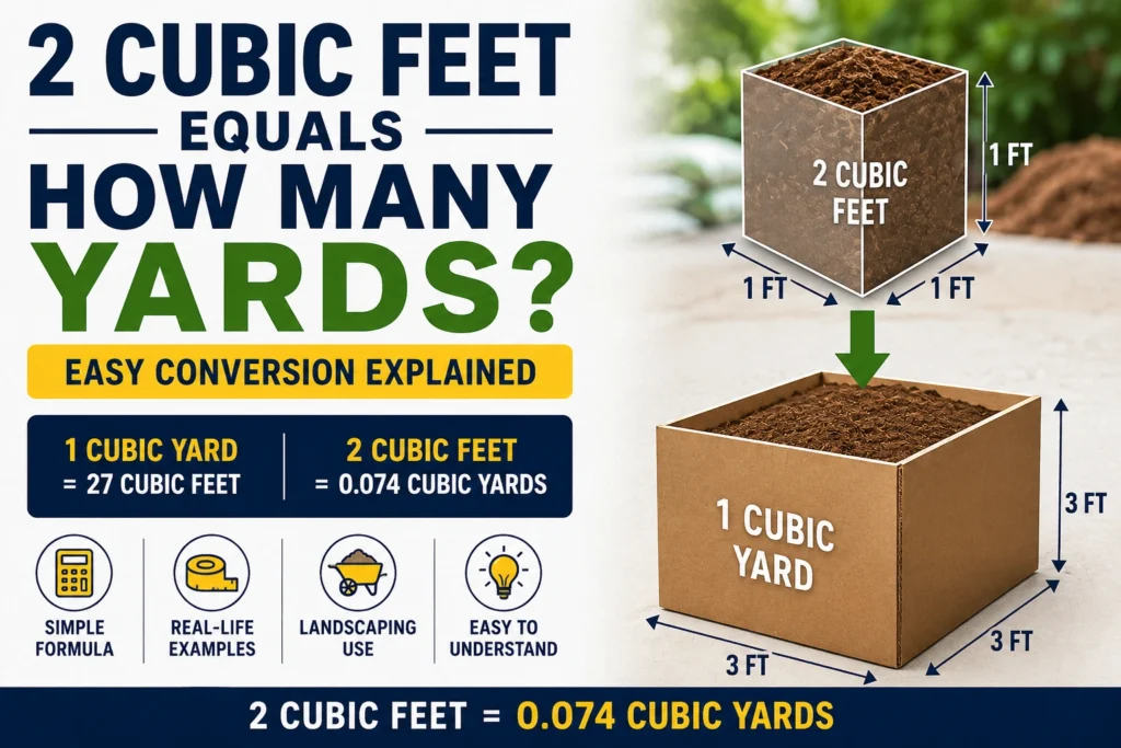 2 cubic feet equals how many yards