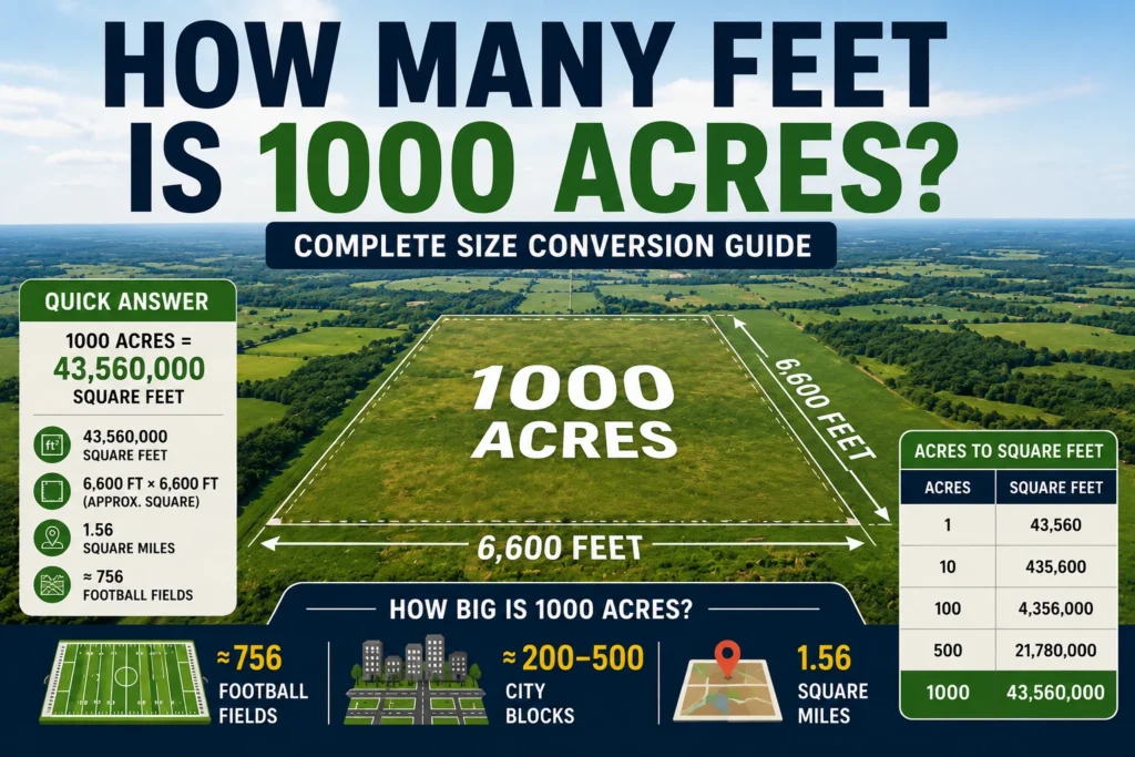 How Many Feet is 1000 acres