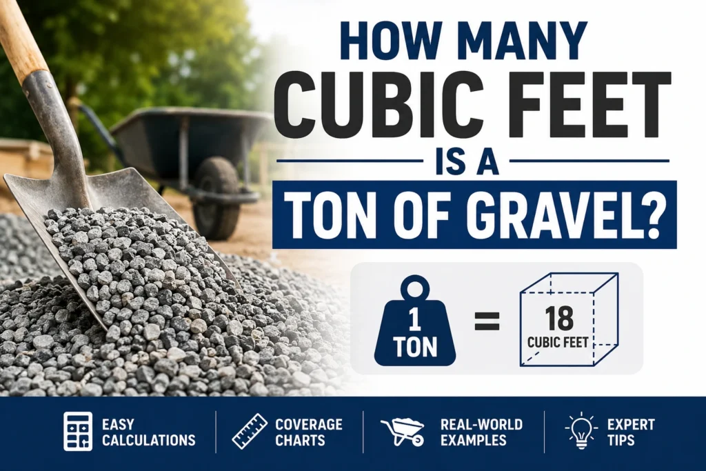 how many cubic feet is a ton of gravel