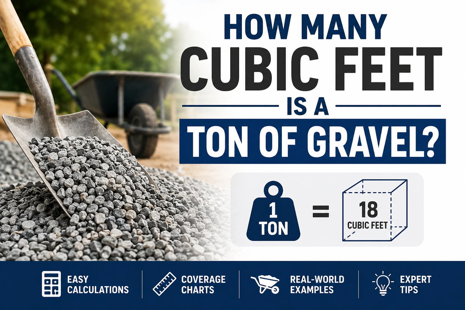how many cubic feet is a ton of gravel
