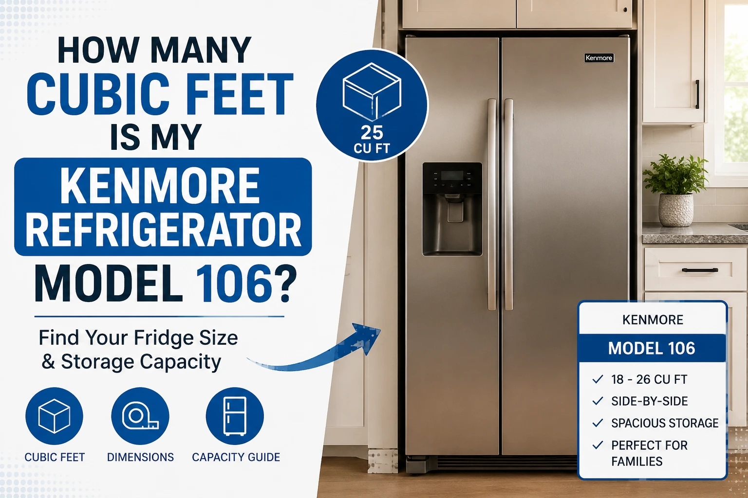 how many cubic feet is my kenmore refrigerator model 106