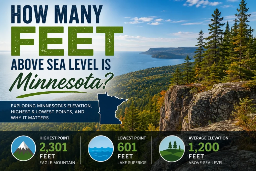 how many feet above sea level is minnesota
