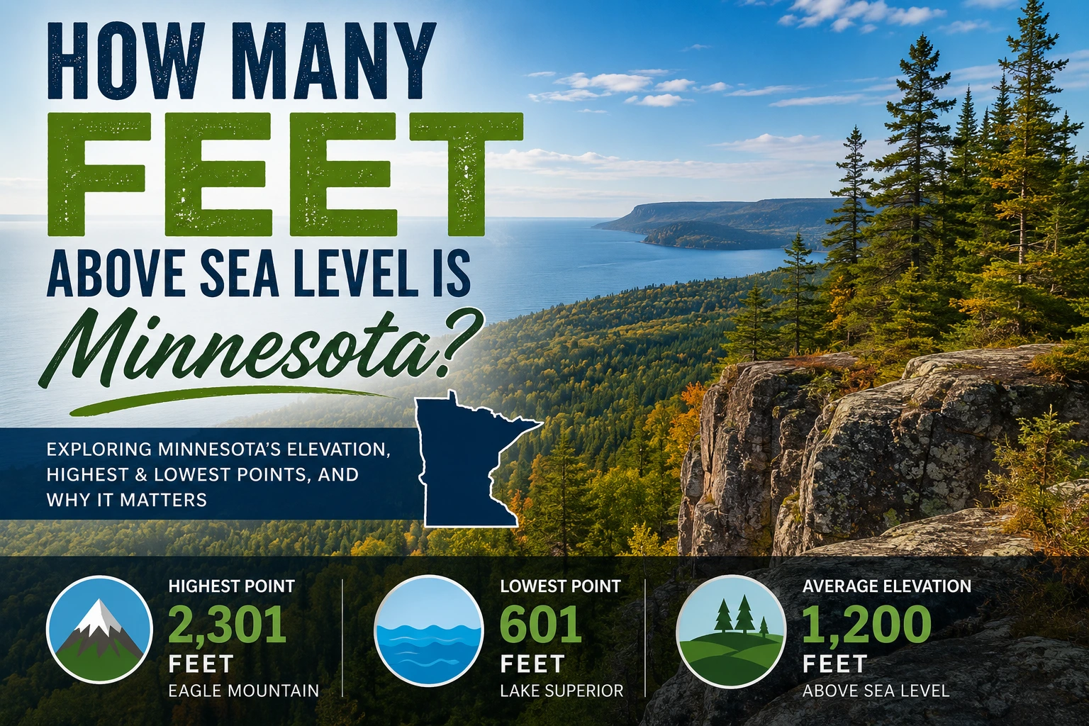 how many feet above sea level is minnesota
