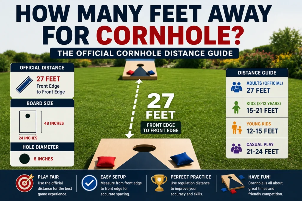 how many feet away for cornhole