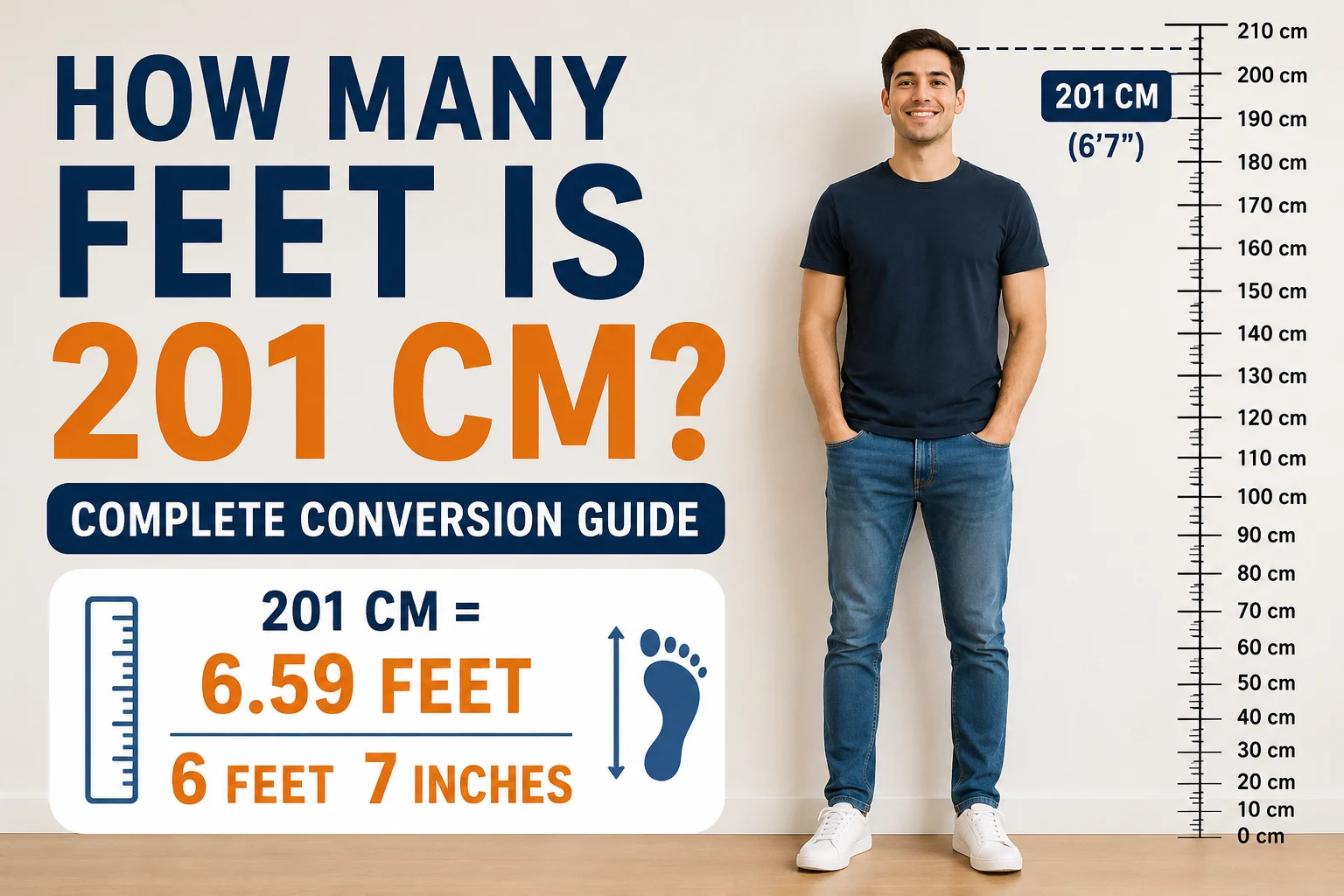 how many feet is 201 cm
