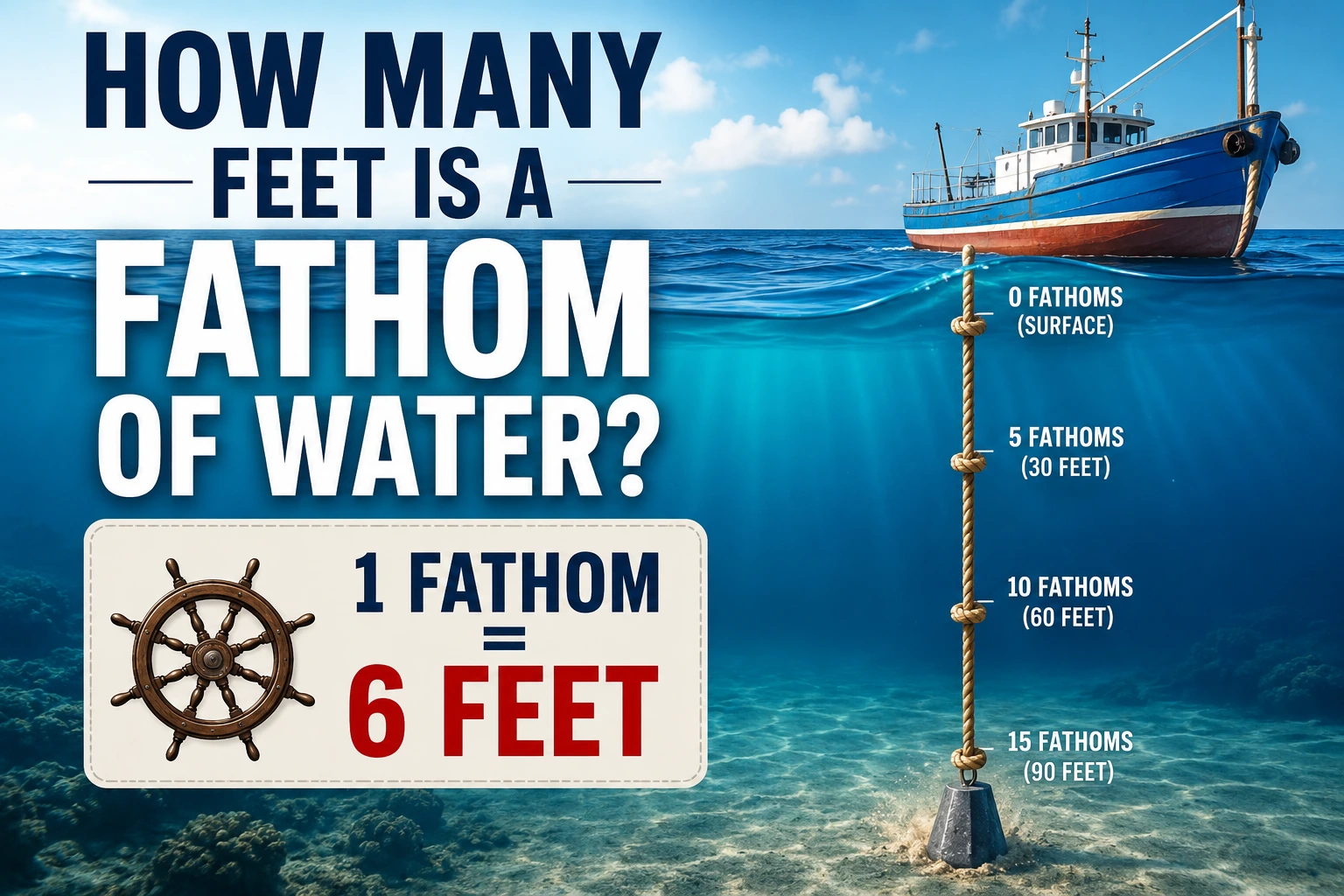how many feet is a fathom of water