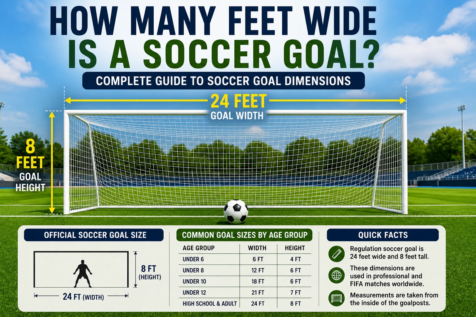 how many feet wide is a soccer goal