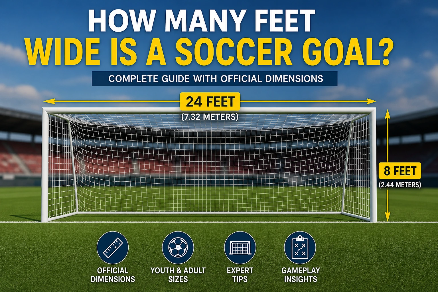 how many feet wide is a soccer goal