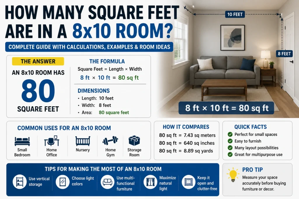how many square feet are in a 8x10 room
