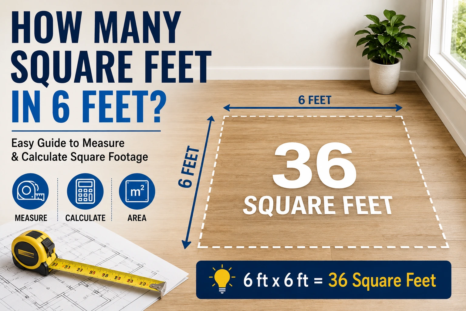 how many square feet in 6 feet
