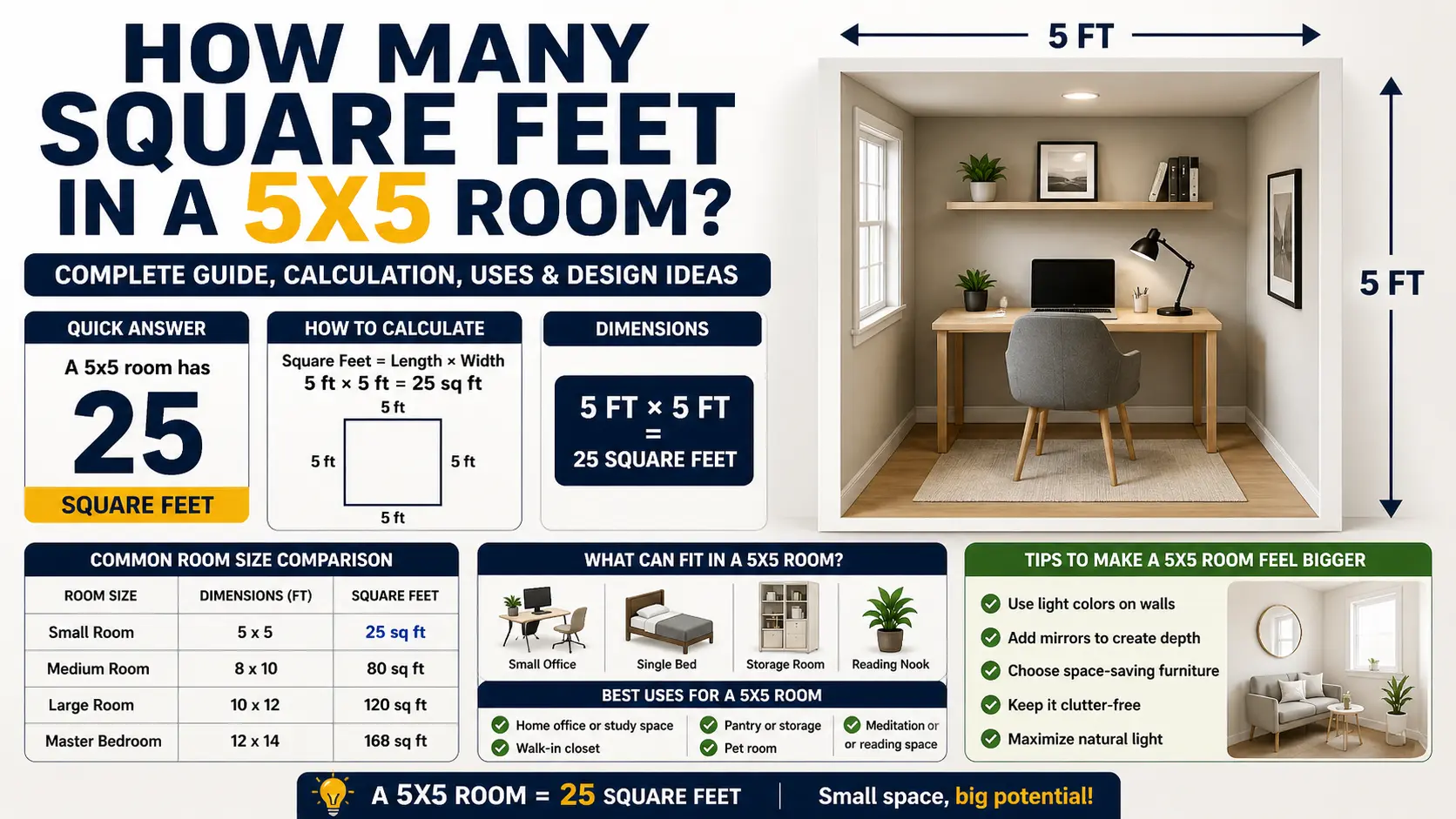 How Many Square Feet in a 5x5 Room? Easy Guide
