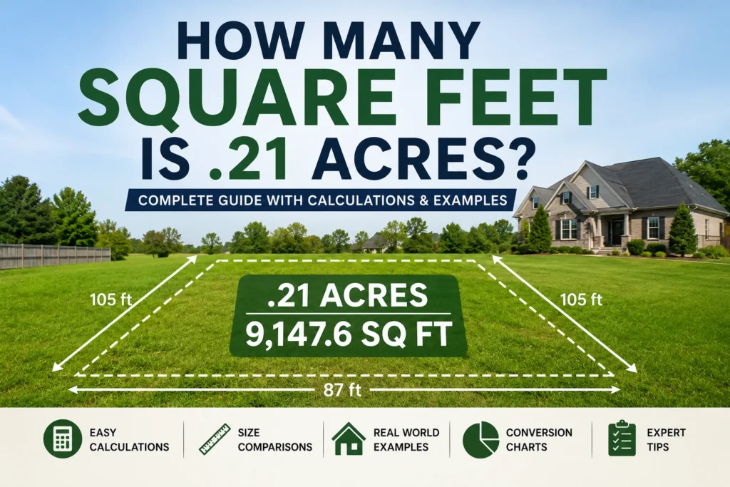 how many square feet is .21 acres