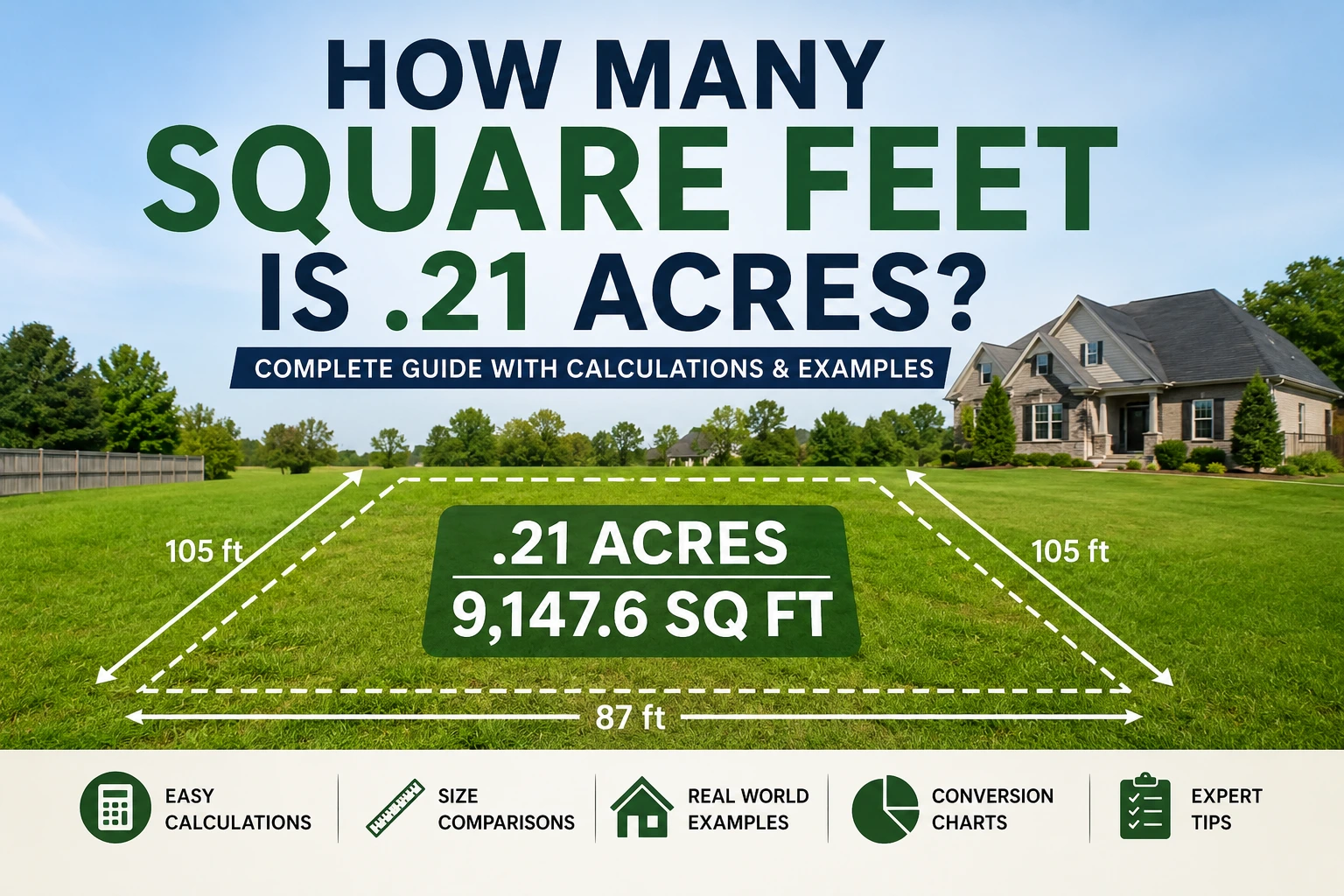 how many square feet is .21 acres