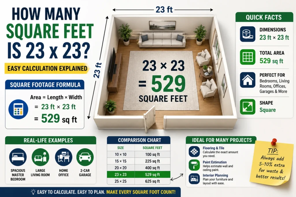 how many square feet is 23 x 23