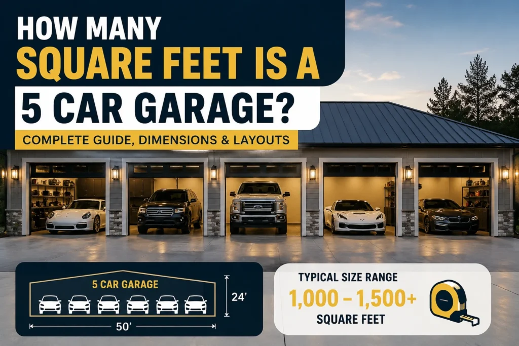 how many square feet is a 5 car garage