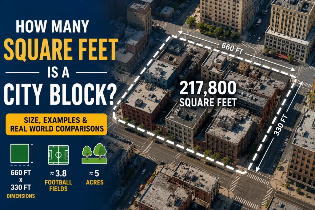 how many square feet is a city block