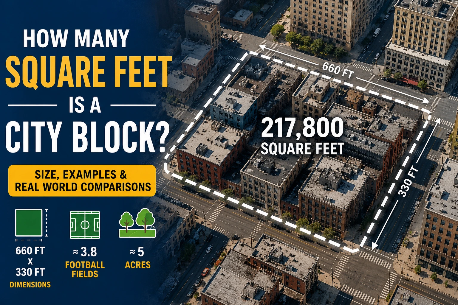 how many square feet is a city block