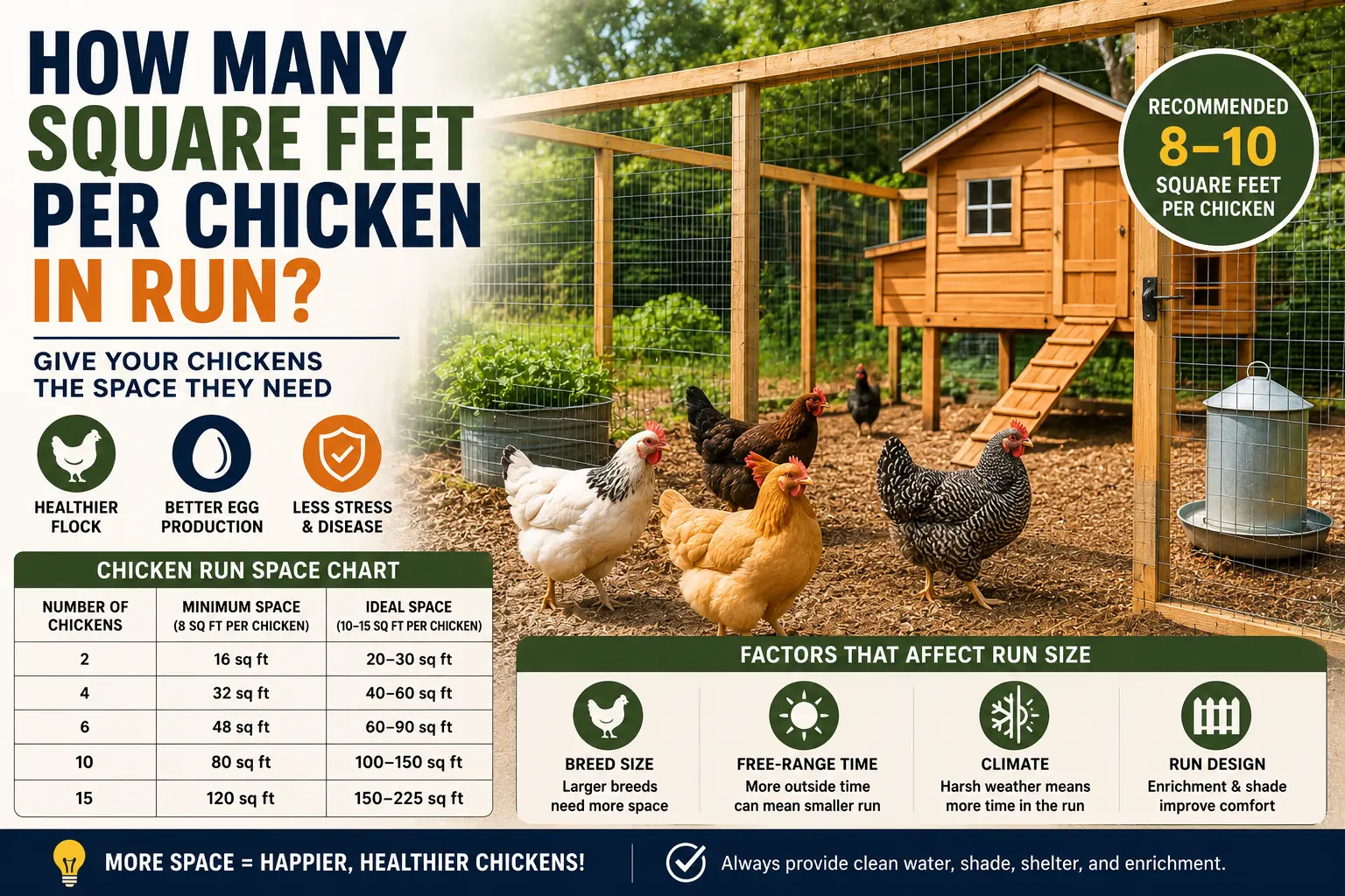 how many square feet per chicken in run