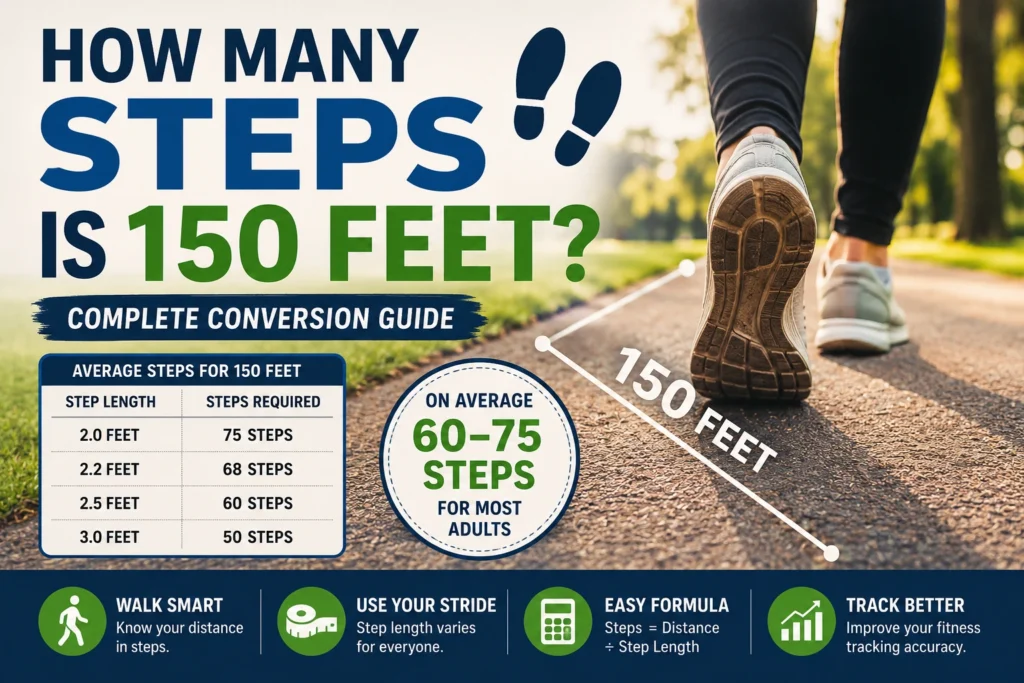 how many steps in 150 feet