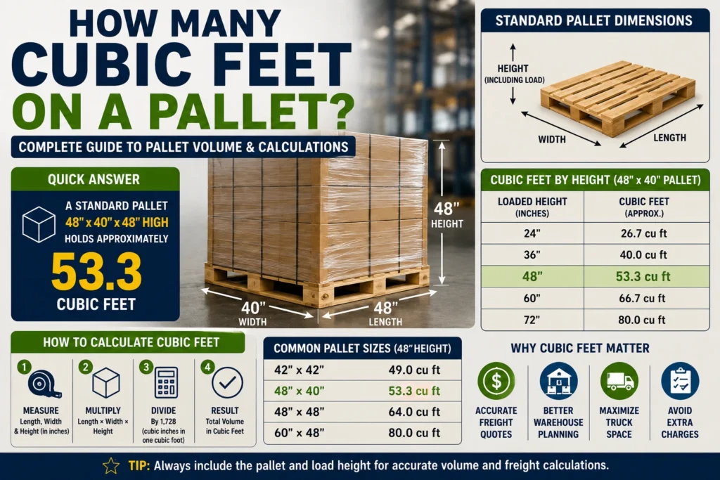how many cubic feet on a pallet