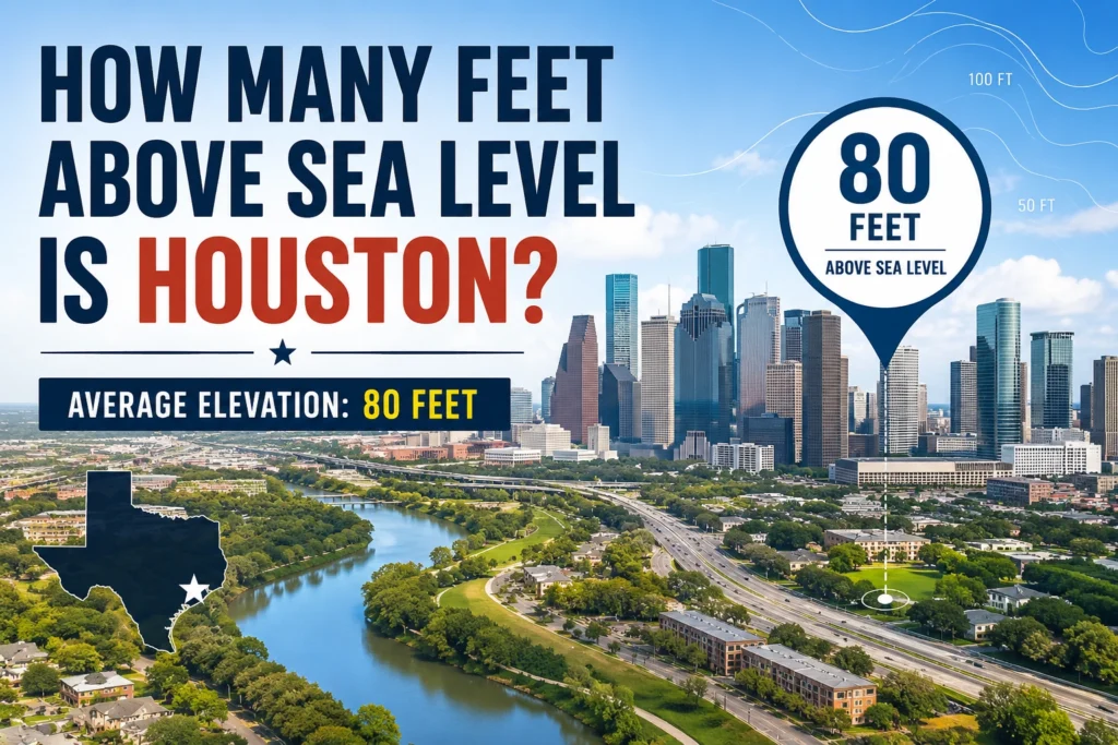 how many feet above sea level is houston