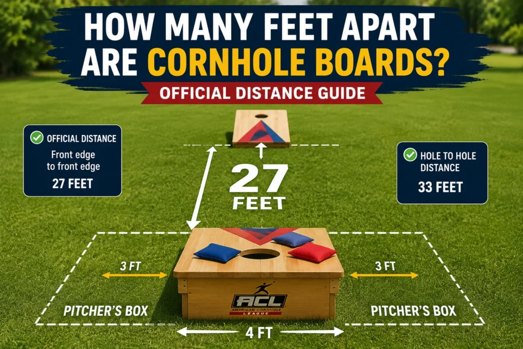 how many feet apart are cornhole