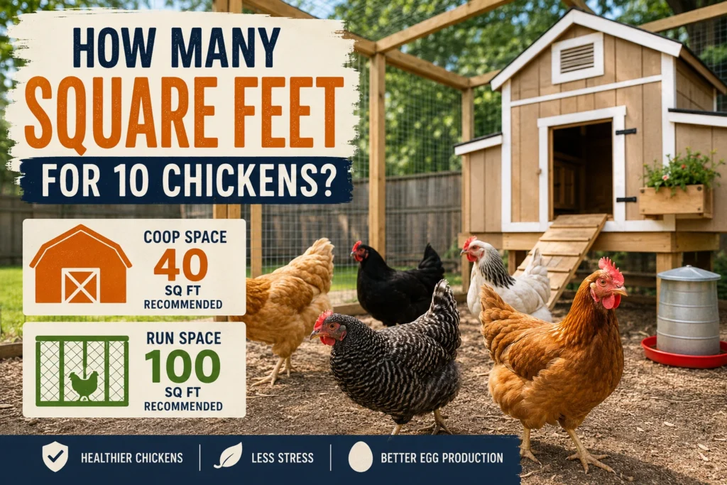 how many square feet for 10 chickens