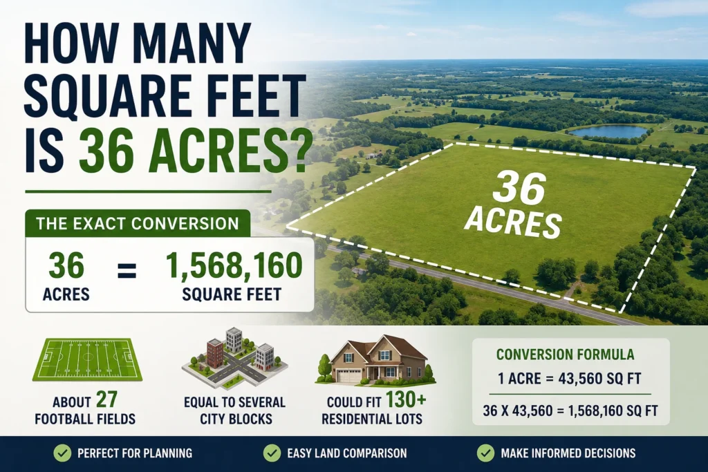 how many square feet is .36 acres