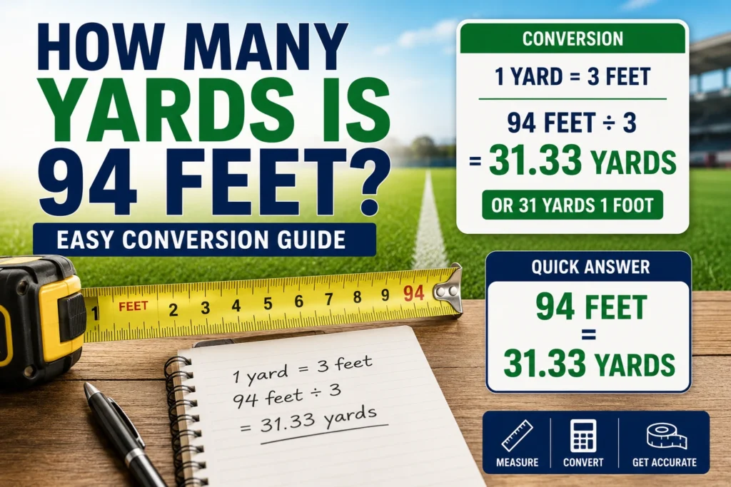 how many yards is 94 feet